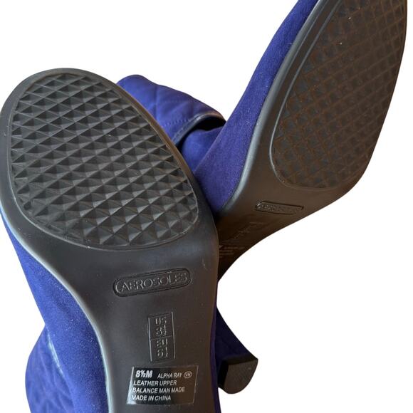 Aerosoles Blue Leather Quilted Alpha Ray Ankle Boots Sz 8.5 Witchy Goth Comfort - Picture 3 of 11